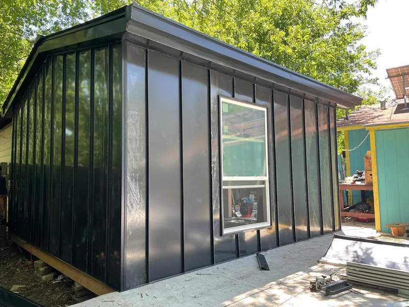 Black standing seam metal wall panels for Metal Roof Installation in Compton